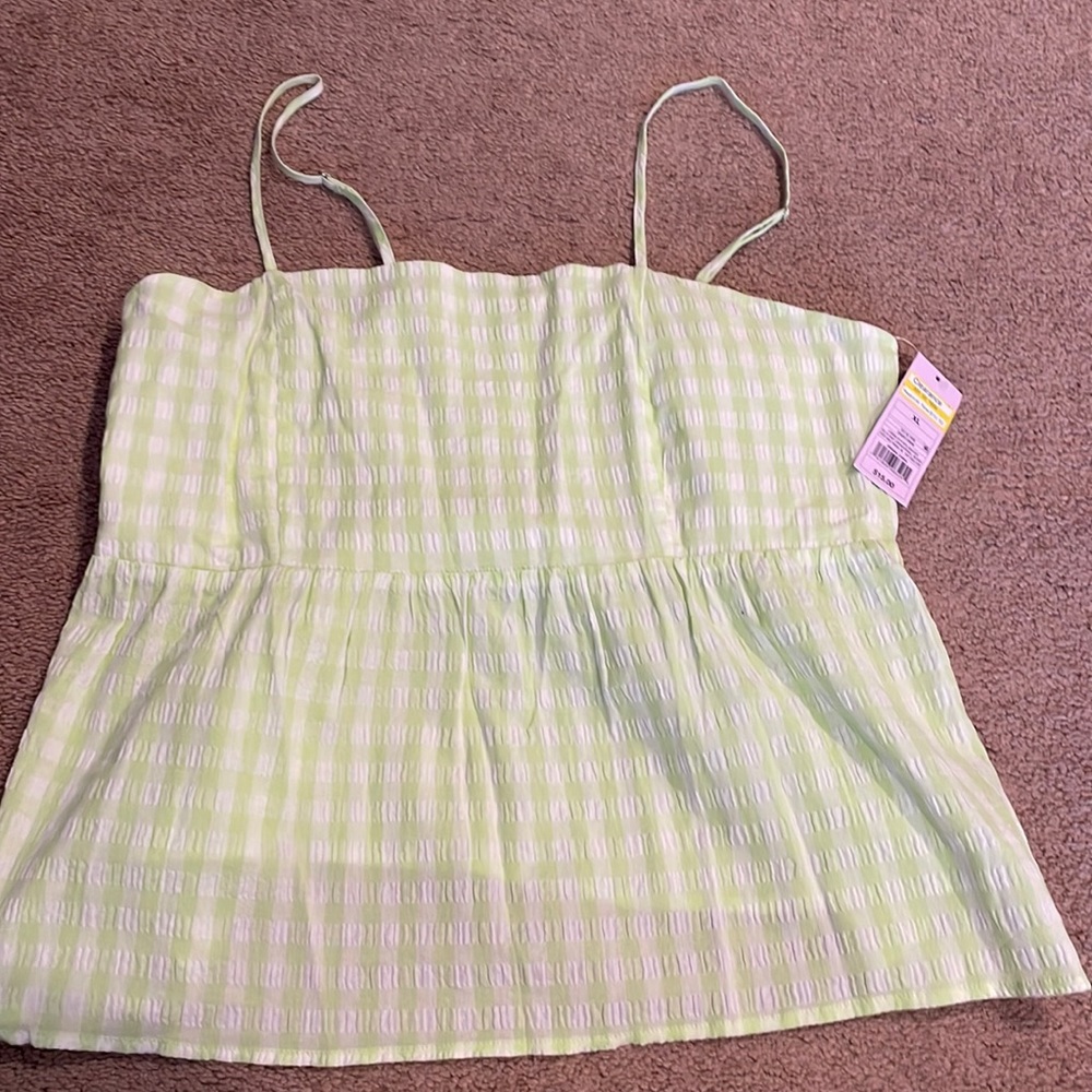 Wild fable lime green gingham peplum cami